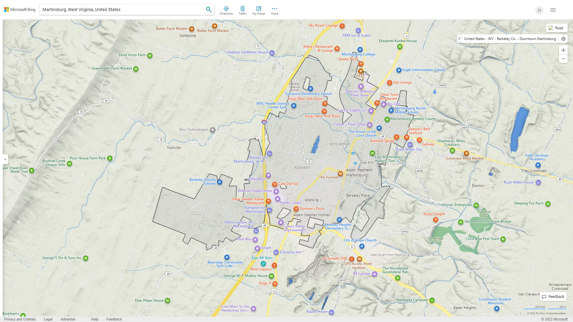 Martinsburg Detailed Map